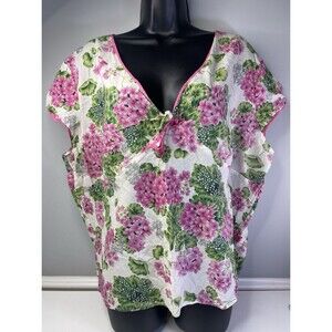 Carolina Colours Summer Blouse Plus Size 18/20W Pink White Floral Vintage